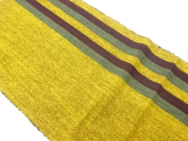 手織り紬縞模様織出し名古屋帯